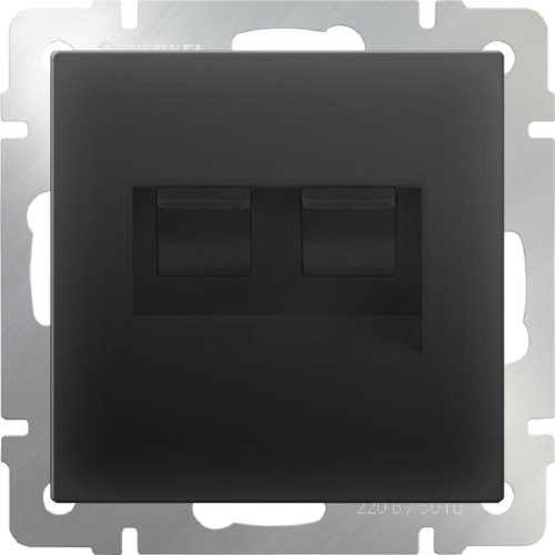 Розетка компьютерная без рамки Werkel 2-м. RJ45+RJ45 5e черный матовый картинка фото 2