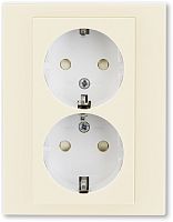 Розетка с заземлением ABB EPJ Levit 1-м. 2 мод. шторки слоновая кость/белый картинка