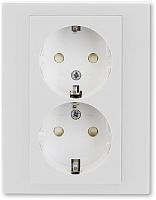 Розетка с заземлением ABB EPJ Levit 1-м. 2 мод. шторки серый/белый картинка