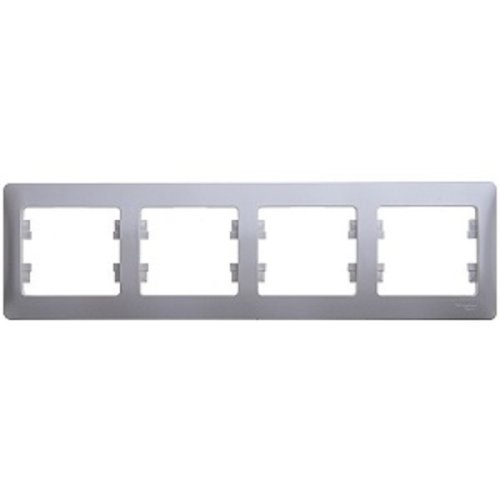 Рамка горизонтальная Systeme Electric Glossa 4-м. алюминий фото фото 2 Рамка горизонтальная Systeme Electric Glossa 4-м. алюминий картинка фото 2