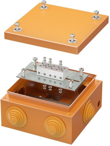 Коробка огнестойкая DKC Vulcan 150x150x80мм 5x6мм IP55 оранжевый Коробка огнестойкая DKC Vulcan 150x150x80мм 5x6мм IP55 оранжевый