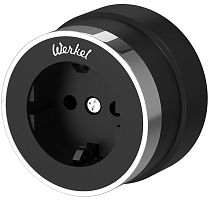 Розетка-ретро с заземлением пластик Werkel Retro Vintage 1-м. черный матовый/хром картинка