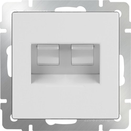 Розетка компьютерная без рамки Werkel 2-м. RJ45+RJ45 5e белый глянцевый картинка фото 2