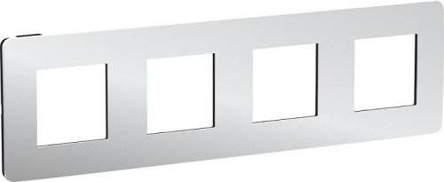 Рамка универсальная Schneider Electric Unica Studio Metal 4-м. хром/антрацит картинка