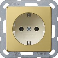 Розетка с заземлением без рамки Gira ClassiX 1-м. 16А латунь/кремовый картинка