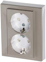 Розетка с заземлением ABB EPJ Levit 1-м. 2 мод. шторки кофе макиато/белый картинка