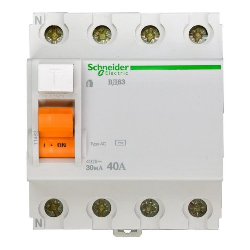 Выключатель дифференциального тока УЗО Schneider Electric Домовой 4п 40А 30мА 4,5кА тип AC фото фото 2 Выключатель дифференциального тока УЗО Schneider Electric Домовой 4п 40А 30мА 4,5кА тип AC картинка фото 2