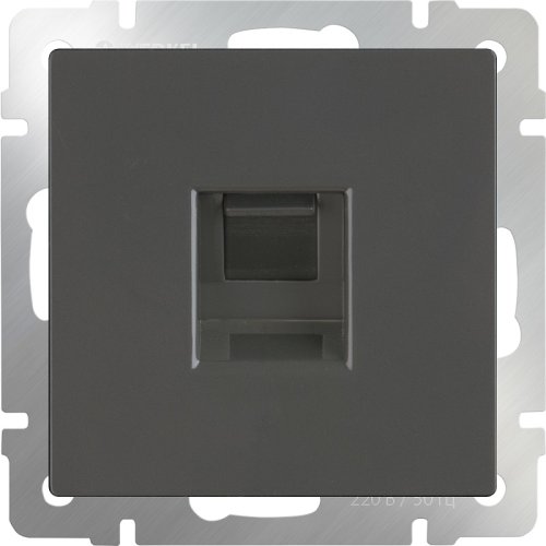 Розетка компьютерная без рамки Werkel 1-м. RJ45 5e серо-коричневый глянцевый картинка фото 2