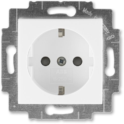 Розетка с заземлением без рамки ABB EPJ Levit 1-м. шторки белый/белый картинка