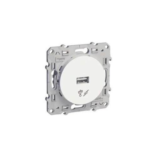 Розетка USB тип A без рамки Schneider Electric Odace 1-м. 1000мА белый  картинка фото 2