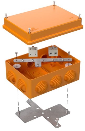 Коробка огнестойкая Промрукав 150x110x70мм под винт 4x10мм IP55 оранжевый Коробка огнестойкая Промрукав 150x110x70мм под винт 4x10мм IP55 оранжевый