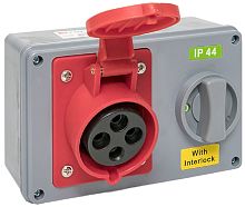 Розетка кабельная с блокировкой и выключателем EKF PROxima 1424 32А 3Р+PЕ 400В IР44 красный картинка 