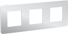 Рамка универсальная Schneider Electric Unica Studio Metal 3-м. хром/белый картинка