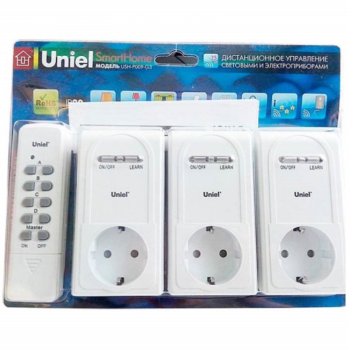 Дистанционный выключатель Uniel USH-P009-G3 220В 3хс3600Вт/25м/1хА23S/IP20 картинка 