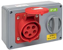 Розетка кабельная с блокировкой и выключателем EKF PROxima 1415 16А 3Р+PЕ+N 400В IР44 красный картинка 