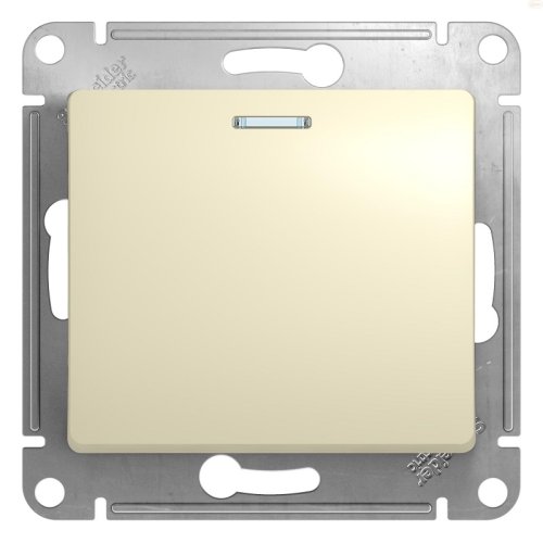 Выключатель кнопочный с подсветкой без рамки Schneider Electric Sedna 1-кл. бежевый картинка фото 2