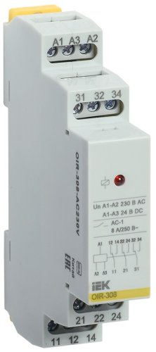 Реле промежуточное на DIN-рейку IEK ONI OIR 1п 3 контакта 8А 48В AC/DC картинка