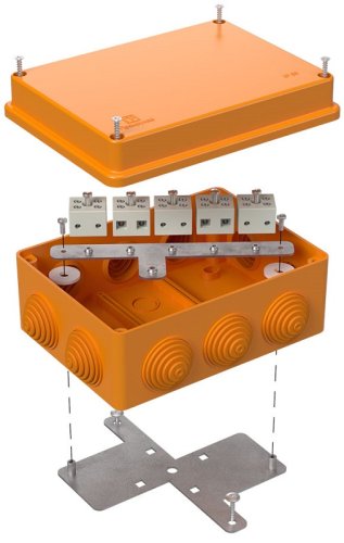 Коробка огнестойкая Промрукав 150x110x70мм под винт 10x2,5мм IP55 оранжевый Коробка огнестойкая Промрукав 150x110x70мм под винт 10x2,5мм IP55 оранжевый