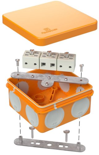 Коробка огнестойкая Промрукав 80x80x40мм 6x2.5мм под пистолет IP66 оранжевый Коробка огнестойкая Промрукав 80x80x40мм 6x2.5мм под пистолет IP66 оранжевый