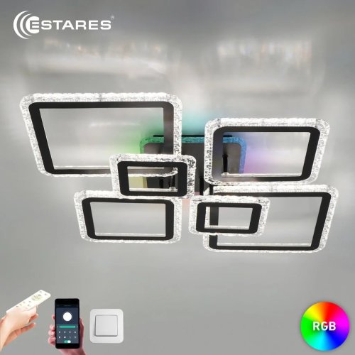 Светильник светодиодный (Люстра) ESTARES OVAL ICE RGB 180W 7S-APP-960x750x110-WHITE/CLEAR-220-IP20 фото фото 2 Светильник светодиодный (Люстра) ESTARES OVAL ICE RGB 180W 7S-APP-960x750x110-WHITE/CLEAR-220-IP20 картинка фото 2