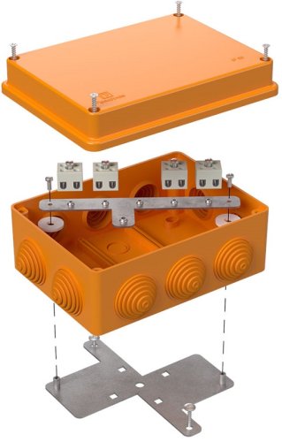 Коробка огнестойкая Промрукав 150x110x70мм под винт 6x10мм IP55 оранжевый Коробка огнестойкая Промрукав 150x110x70мм под винт 6x10мм IP55 оранжевый