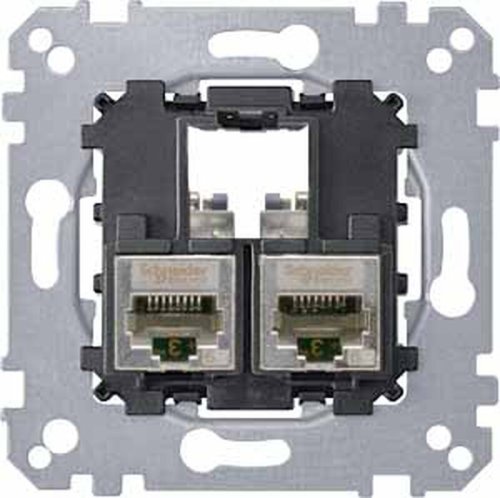 Лицевая панель Schneider Electric Merten System M для 2-м. розетки RJ45+RJ45 полярно-белый картинка фото 2