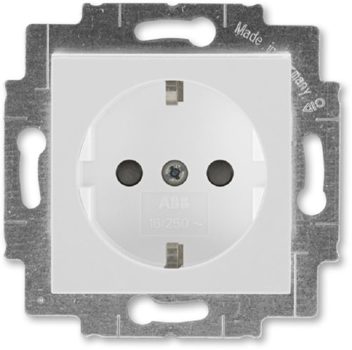 Розетка с заземлением без рамки ABB EPJ Levit 1-м. шторки серый/белый картинка