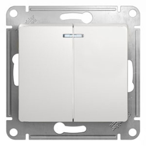 Выключатель с подсветкой без рамки Systeme Electric Glossa 2-кл. белый картинка фото 2