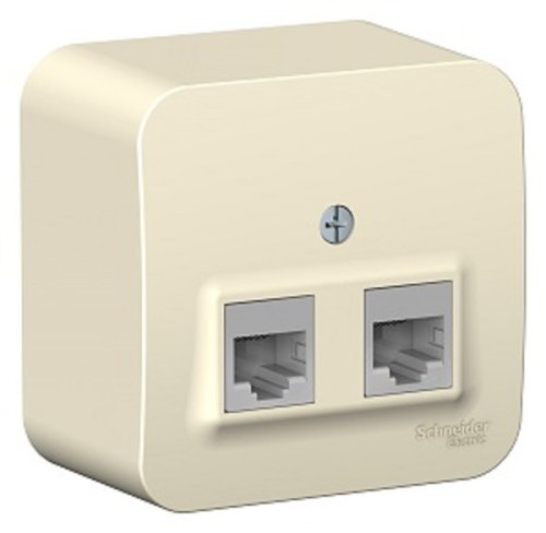 Розетка компьютерная накладная Systeme Electric Blanca 2-м. RJ45+RJ45 5e молочный картинка фото 2