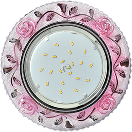 Светильник встраиваемый Ecola Розы H4 LD7071 GX53 220В 20/5Вт Прозрачный/розовый/125х90х35мм фото Светильник встраиваемый Ecola Розы H4 LD7071 GX53 220В 20/5Вт Прозрачный/розовый/125х90х35мм картинка