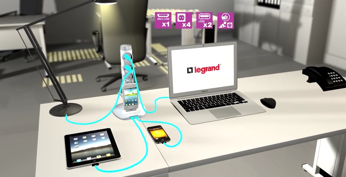 Удлинитель Legrand с USB, micro USB выходами