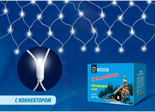 Гирлянда светодиодная "Сетка" Uniel N2520-240/DTA Белая 220В 10Вт 240шт/м IP20 2,5х2м фото фото 3 Гирлянда светодиодная "Сетка" Uniel N2520-240/DTA Белая 220В 10Вт 240шт/м IP20 2,5х2м картинка фото 3