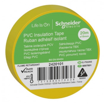 Изолента Systeme Electric ПВХ 19мм х 20м желтый IMT1920YE фото фото 2 Изолента Systeme Electric ПВХ 19мм х 20м желтый IMT1920YE картинка фото 2