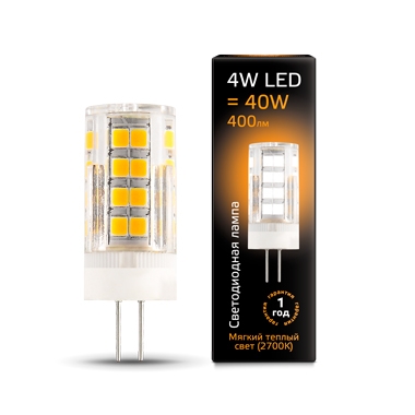 Лампа Gauss LED G4 AC185-265V 4W 2700K керамика 1/10/200 фото Лампа Gauss LED G4 AC185-265V 4W 2700K керамика 1/10/200 картинка