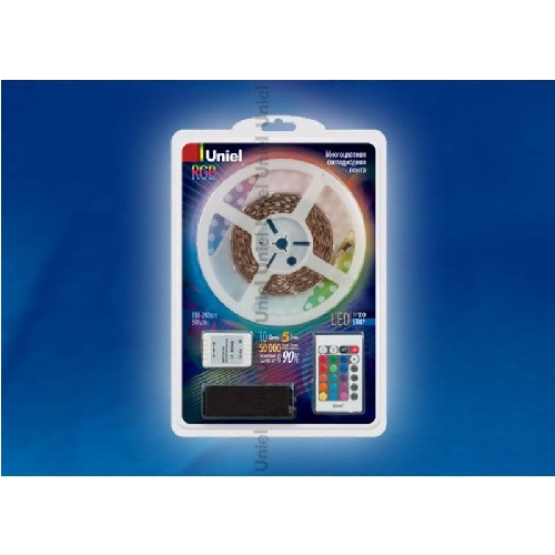 Светодиодная лента 12В Uniel Бегущий огонь ULS-F01-5050-30LED/m-10mm-IP65-DC12V-5M-RGB-P36C24 фото Светодиодная лента 12В Uniel Бегущий огонь ULS-F01-5050-30LED/m-10mm-IP65-DC12V-5M-RGB-P36C24 картинка