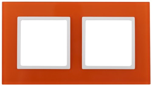Рамка универсальная Эра Elegance 2-м. стекло оранжевое/белый фото Рамка универсальная Эра Elegance 2-м. стекло оранжевое/белый картинка