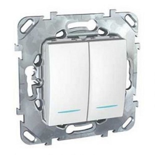 Выключатель с подсветкой без рамки Schneider Electric Unica 2-кл. белый картинка фото 2
