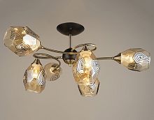 Люстра потолочная шестирожковая Мелодия Света Лофт Е27 220В Черная/золото картинка 