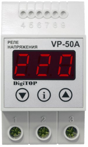 Реле напряжения однофазное цифровое на DIN-рейку DigiTOP VP-50A 50А 50-400В картинка
