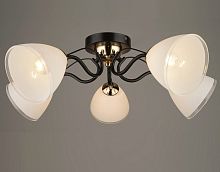 Люстра потолочная пятирожковая Мелодия Света Е27 220В Черная/золото картинка 