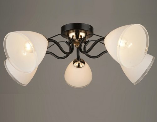 Люстра потолочная пятирожковая Мелодия Света Е27 220В Черная/золото картинка 