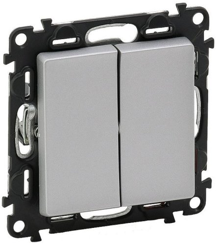 Переключатель без рамки Legrand Valena Life 2-кл. проходной алюминий картинка фото 2