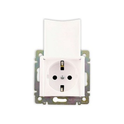 Розетка с заземлением без рамки Legrand Valena 1-м. крышка шторки белый картинка фото 2