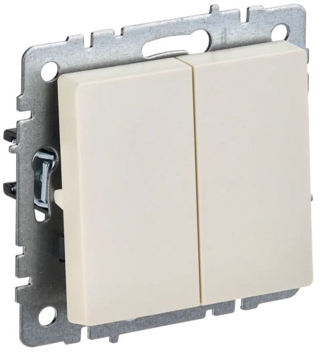 Переключатель без рамки IEK Brite ВС10-2-6-БрКр 2-кл. проходной бежевый картинка