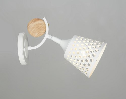 Бра однорожковая Мелодия Света Е27 Белая/дерево фото Бра однорожковая Мелодия Света Е27 Белая/дерево картинка