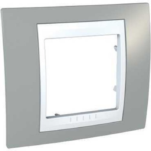 Рамка горизонтальная Schneider Electric Unica Хамелеон 1-м. серый/белый фото Рамка горизонтальная Schneider Electric Unica Хамелеон 1-м. серый/белый картинка