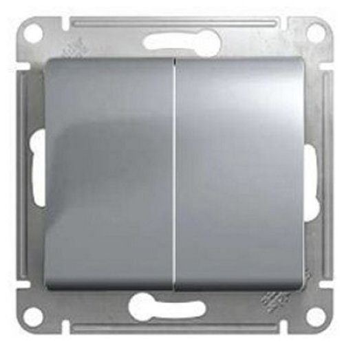 Выключатель без рамки Systeme Electric Glossa 2-кл. алюминий картинка фото 2