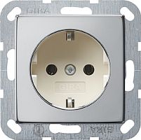 Розетка с заземлением без рамки Gira ClassiX 1-м. 16А хром/антрацит картинка