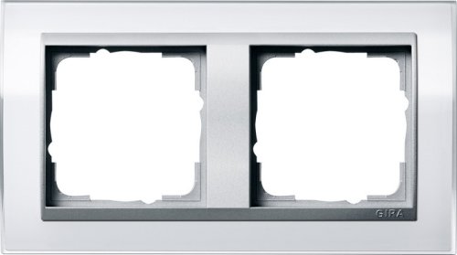 Рамка универсальная Gira Event Clear 2-м. белый глянец/алюминий фото Рамка универсальная Gira Event Clear 2-м. белый глянец/алюминий картинка