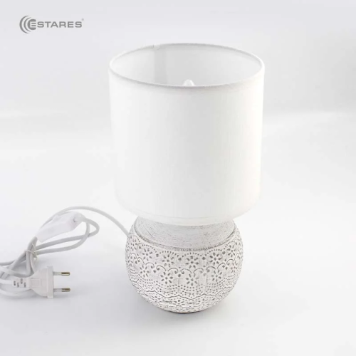 Светильник настольный ESTARES ALFA 1xE14 R-125x150x265-WHITE/WHITE-220-IP20 фото Светильник настольный ESTARES ALFA 1xE14 R-125x150x265-WHITE/WHITE-220-IP20 картинка